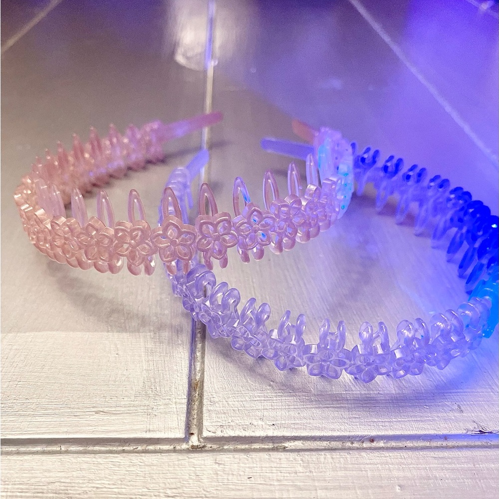 2 piece headbands ( pink, and purple,)